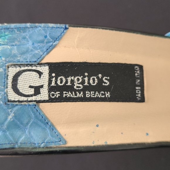CROCODILE BLUE GIORGIO'S OF PALM BEACH HEELS - Picture 3 of 6